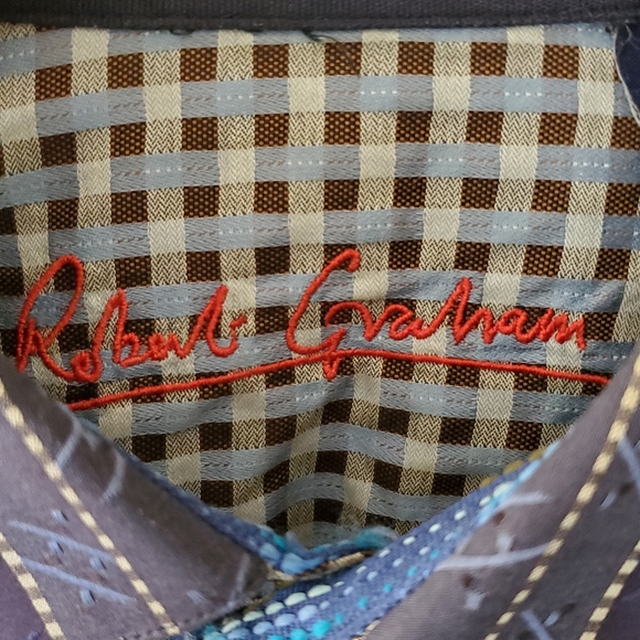Robert Graham M Eclectic Embroidered Stripes Preppy Flip Cuff Button Down Shirt - Picture 4 of 16